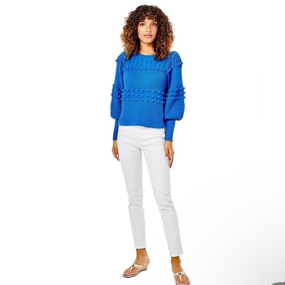 Lilly Pulitzer Kippa Sweater Blue Flare Pom Pom Small NEW WITH TAGS - Picture 8 of 10